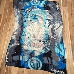 Ed Hardy blue scarf is not stained or ripped